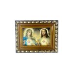 QUADRO COM MOLDURA RESINADO SAGRADO CORAÇÃO DE JESUS E IMACULADO CORAÇÃO DE MARIA 20,5X15,5